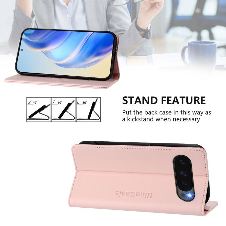 For Google Pixel 10 / 10 Pro 5G Global RC01 Dual-Folded Magnetic Suction RFID Leather Phone Case