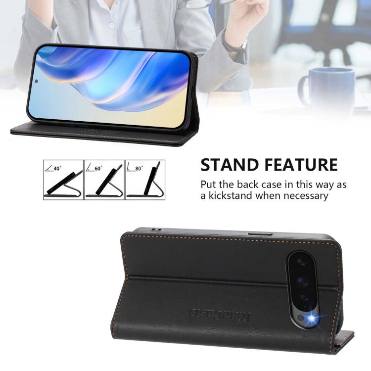 For Google Pixel 10 / 10 Pro 5G Global RC01 Dual-Folded Magnetic Suction RFID Leather Phone Case