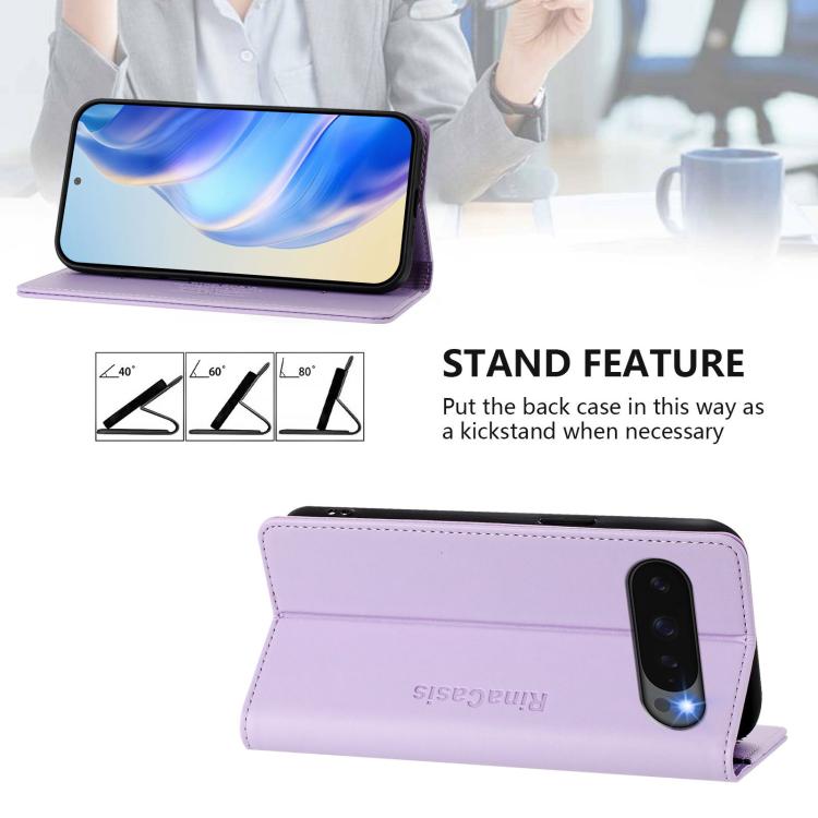 For Google Pixel 10 / 10 Pro 5G Global RC01 Dual-Folded Magnetic Suction RFID Leather Phone Case