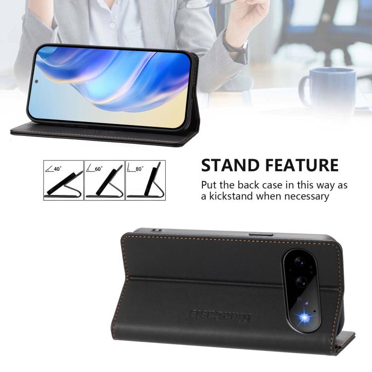 For Google Pixel 11 / 11 Pro RC01 Dual-Folded Magnetic Suction RFID Leather Phone Case