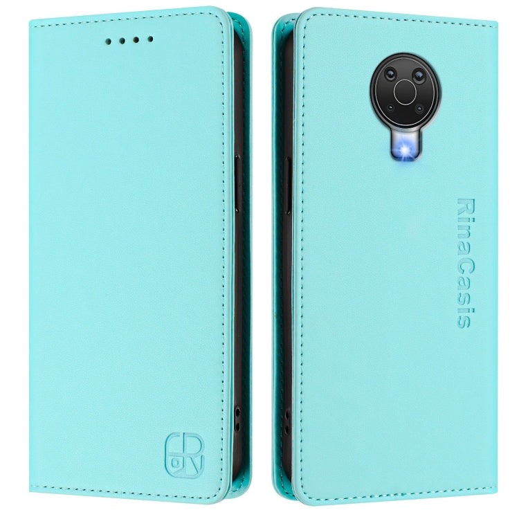 For Nokia 6.3 / G20 / G10 RC01 Dual-Folded Magnetic Suction RFID Leather Phone Case