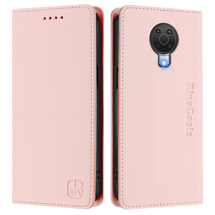 For Nokia 6.3 / G20 / G10 RC01 Dual-Folded Magnetic Suction RFID Leather Phone Case