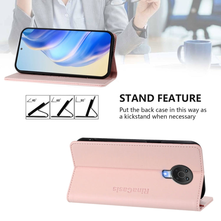 For Nokia 6.3 / G20 / G10 RC01 Dual-Folded Magnetic Suction RFID Leather Phone Case