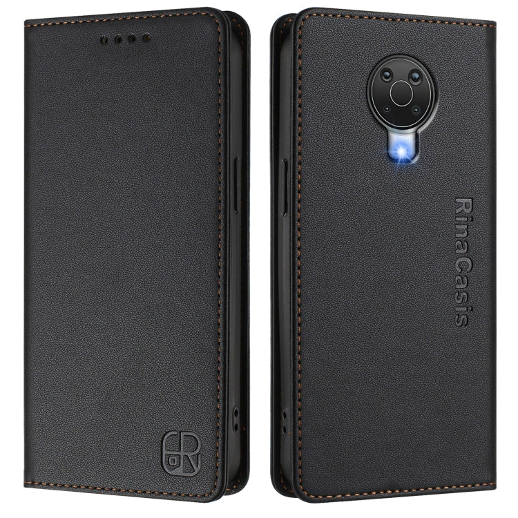 For Nokia 6.3 / G20 / G10 RC01 Dual-Folded Magnetic Suction RFID Leather Phone Case