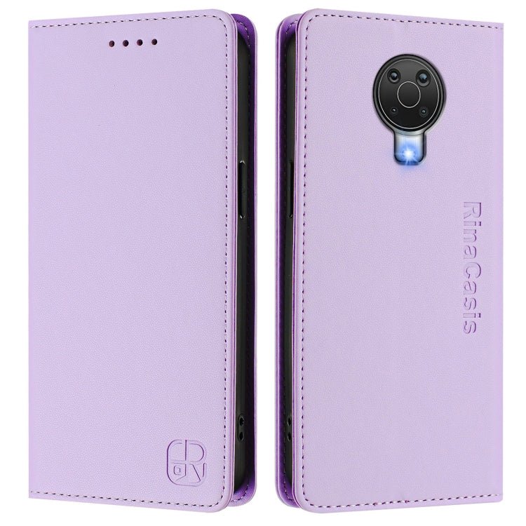 For Nokia 6.3 / G20 / G10 RC01 Dual-Folded Magnetic Suction RFID Leather Phone Case