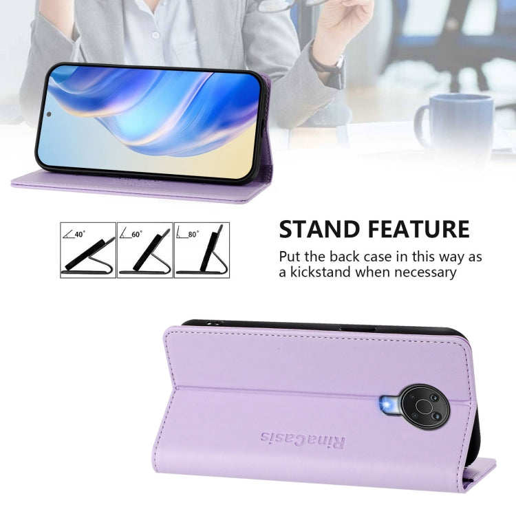For Nokia 6.3 / G20 / G10 RC01 Dual-Folded Magnetic Suction RFID Leather Phone Case