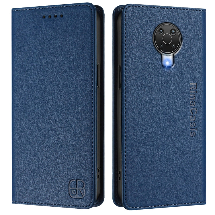 For Nokia 6.3 / G20 / G10 RC01 Dual-Folded Magnetic Suction RFID Leather Phone Case