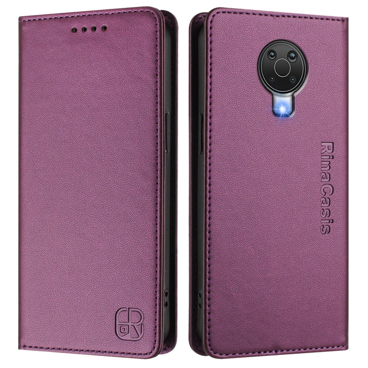 For Nokia 6.3 / G20 / G10 RC01 Dual-Folded Magnetic Suction RFID Leather Phone Case