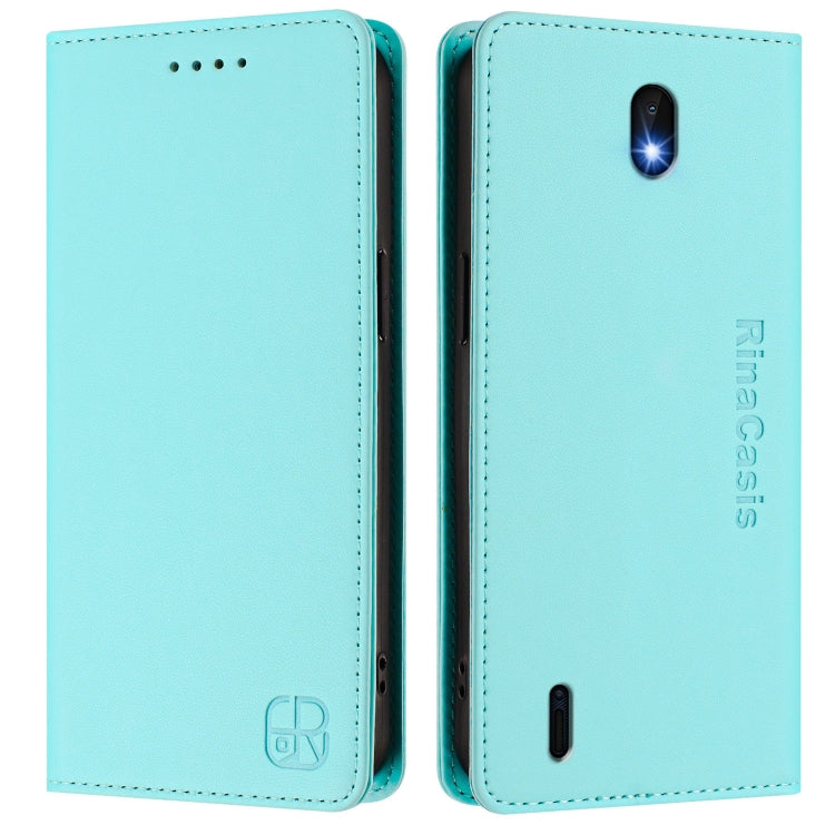 For Nokia C01 Plus / C1 2nd Edition RC01 Dual-Folded Magnetic Suction RFID Leather Phone Case