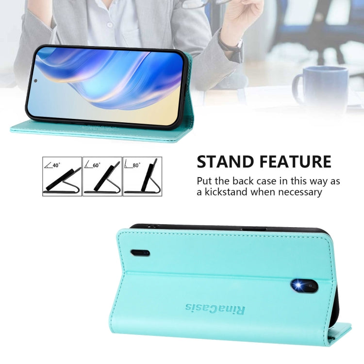 For Nokia C01 Plus / C1 2nd Edition RC01 Dual-Folded Magnetic Suction RFID Leather Phone Case