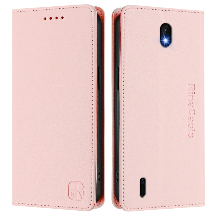 For Nokia C01 Plus / C1 2nd Edition RC01 Dual-Folded Magnetic Suction RFID Leather Phone Case