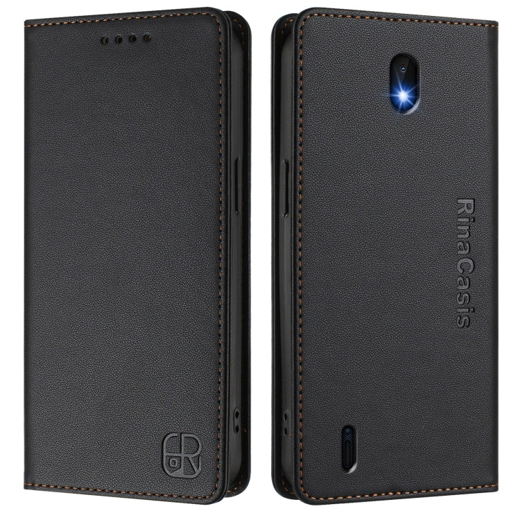 For Nokia C01 Plus / C1 2nd Edition RC01 Dual-Folded Magnetic Suction RFID Leather Phone Case