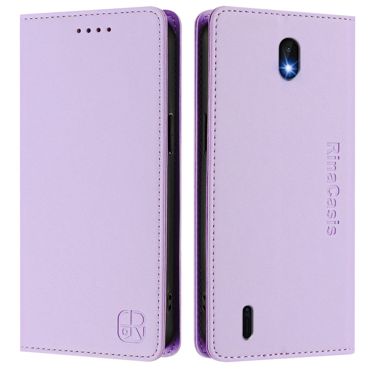 For Nokia C01 Plus / C1 2nd Edition RC01 Dual-Folded Magnetic Suction RFID Leather Phone Case