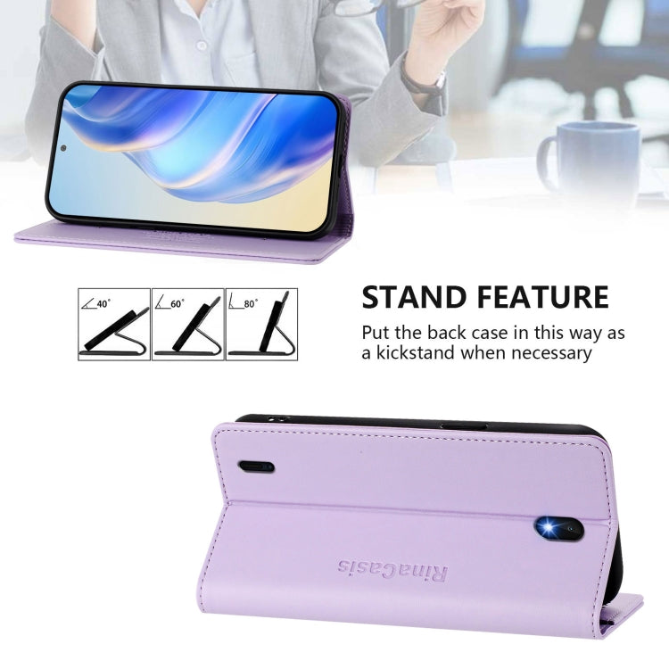 For Nokia C01 Plus / C1 2nd Edition RC01 Dual-Folded Magnetic Suction RFID Leather Phone Case