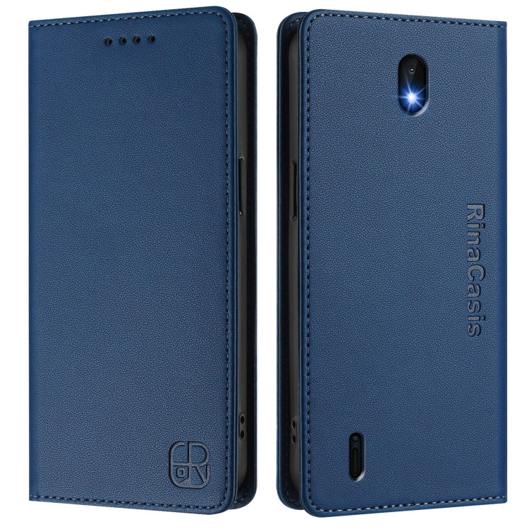 For Nokia C01 Plus / C1 2nd Edition RC01 Dual-Folded Magnetic Suction RFID Leather Phone Case