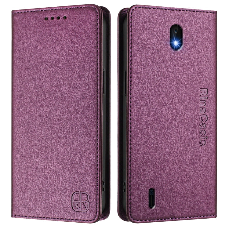 For Nokia C01 Plus / C1 2nd Edition RC01 Dual-Folded Magnetic Suction RFID Leather Phone Case