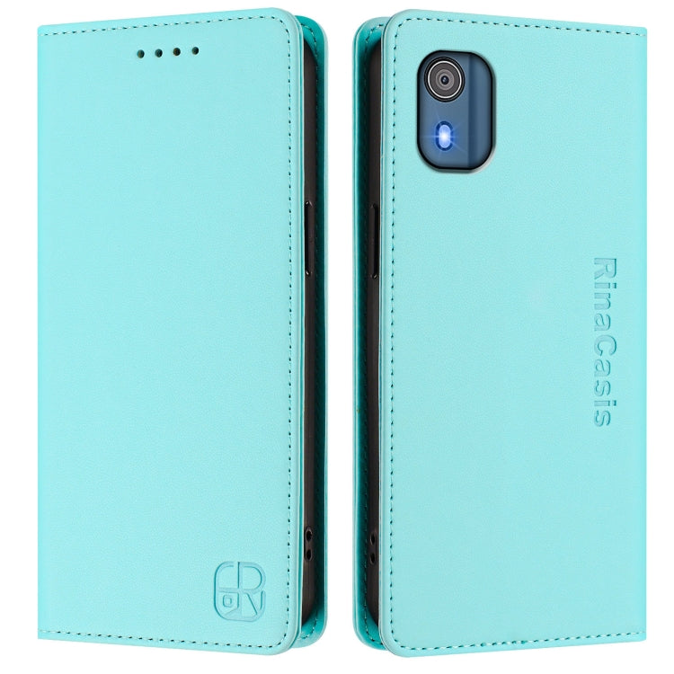 For Nokia C02 RC01 Dual-Folded Magnetic Suction RFID Leather Phone Case