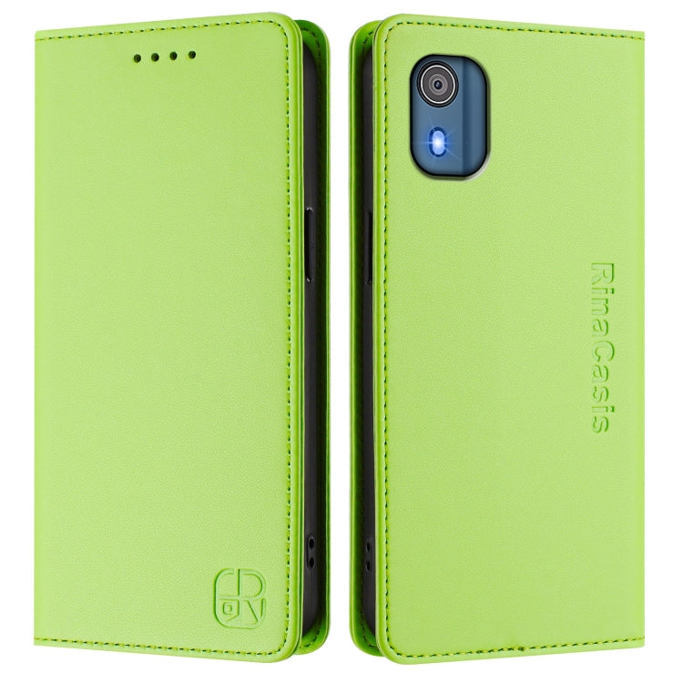 For Nokia C02 RC01 Dual-Folded Magnetic Suction RFID Leather Phone Case