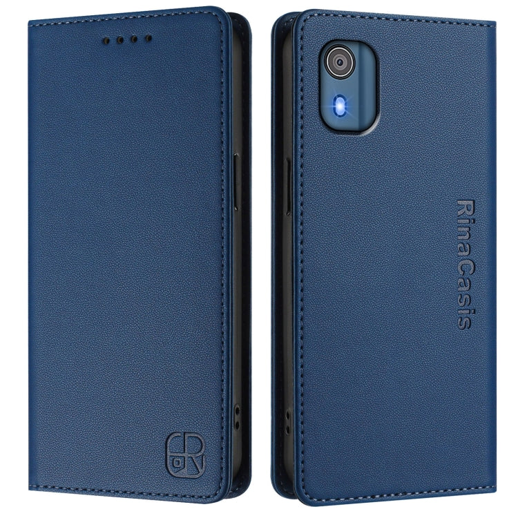 For Nokia C02 RC01 Dual-Folded Magnetic Suction RFID Leather Phone Case