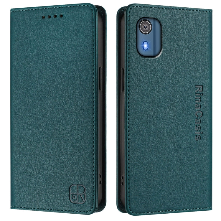 For Nokia C02 RC01 Dual-Folded Magnetic Suction RFID Leather Phone Case