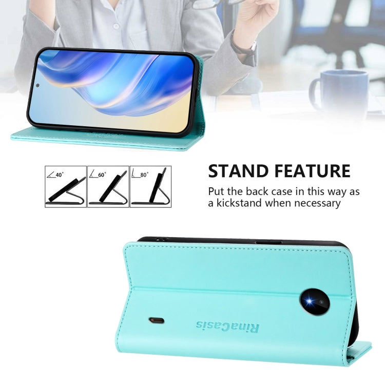 For Nokia C10 / C20 RC01 Dual-Folded Magnetic Suction RFID Leather Phone Case
