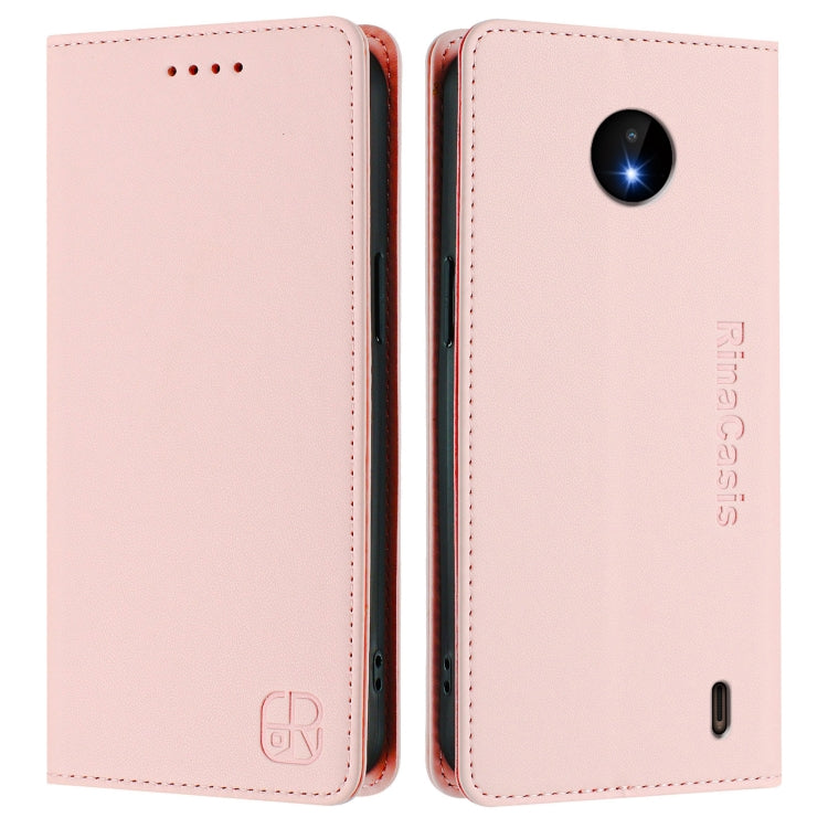 For Nokia C10 / C20 RC01 Dual-Folded Magnetic Suction RFID Leather Phone Case