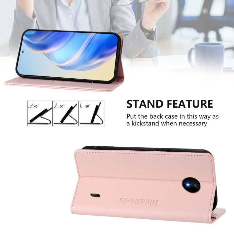 For Nokia C10 / C20 RC01 Dual-Folded Magnetic Suction RFID Leather Phone Case
