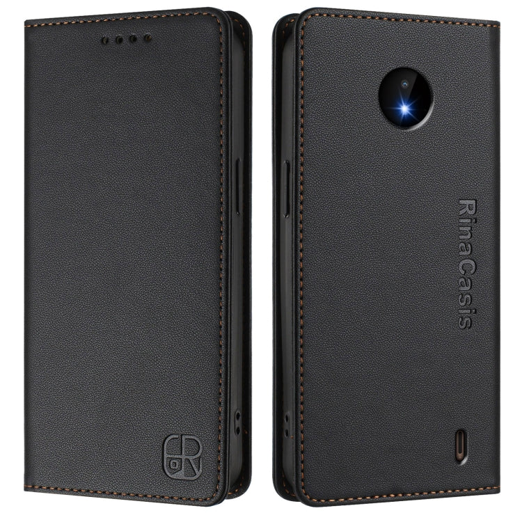 For Nokia C10 / C20 RC01 Dual-Folded Magnetic Suction RFID Leather Phone Case
