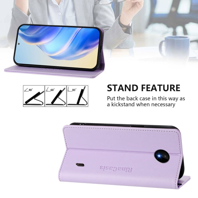 For Nokia C10 / C20 RC01 Dual-Folded Magnetic Suction RFID Leather Phone Case