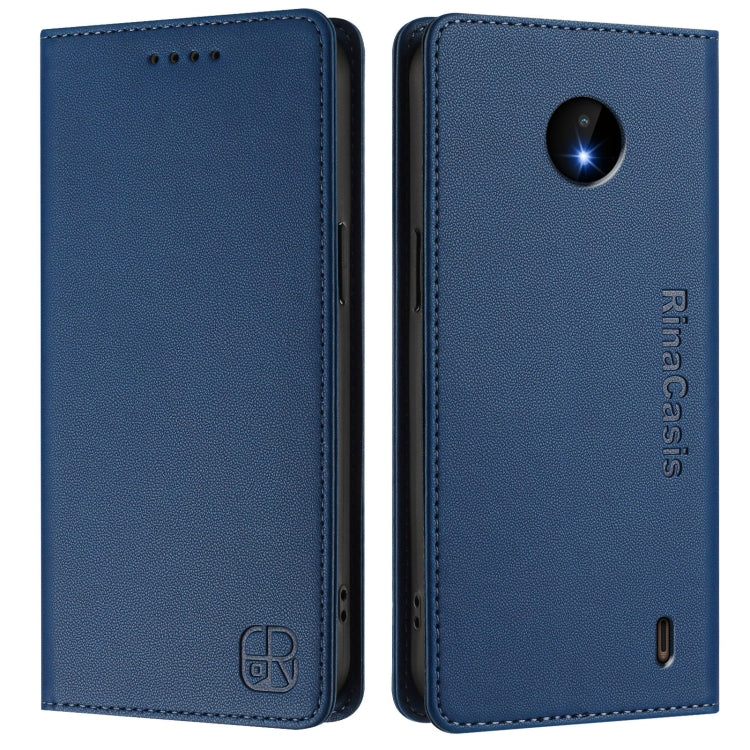 For Nokia C10 / C20 RC01 Dual-Folded Magnetic Suction RFID Leather Phone Case