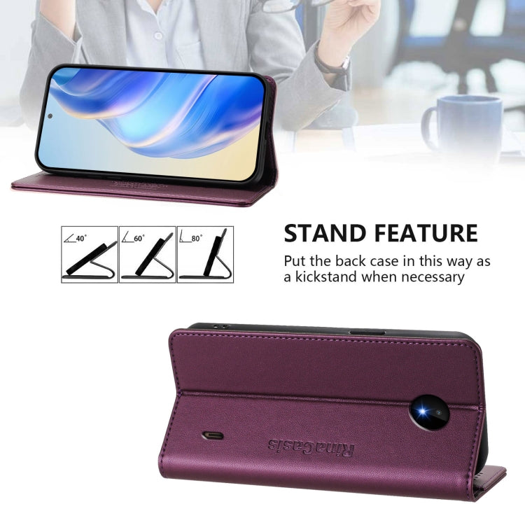 For Nokia C10 / C20 RC01 Dual-Folded Magnetic Suction RFID Leather Phone Case