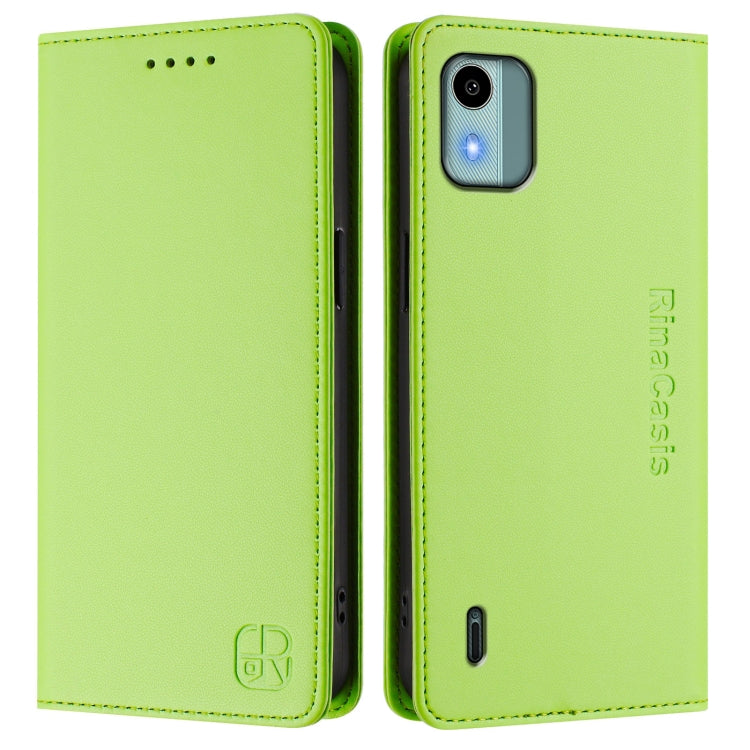 For Nokia C12 RC01 Dual-Folded Magnetic Suction RFID Leather Phone Case