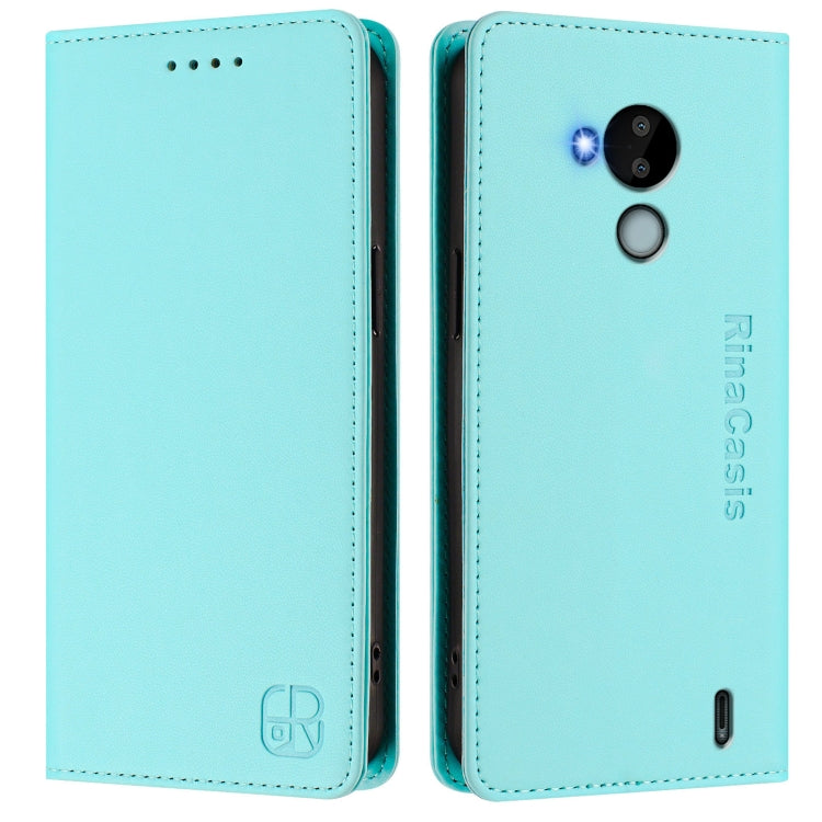 For Nokia C30 RC01 Dual-Folded Magnetic Suction RFID Leather Phone Case