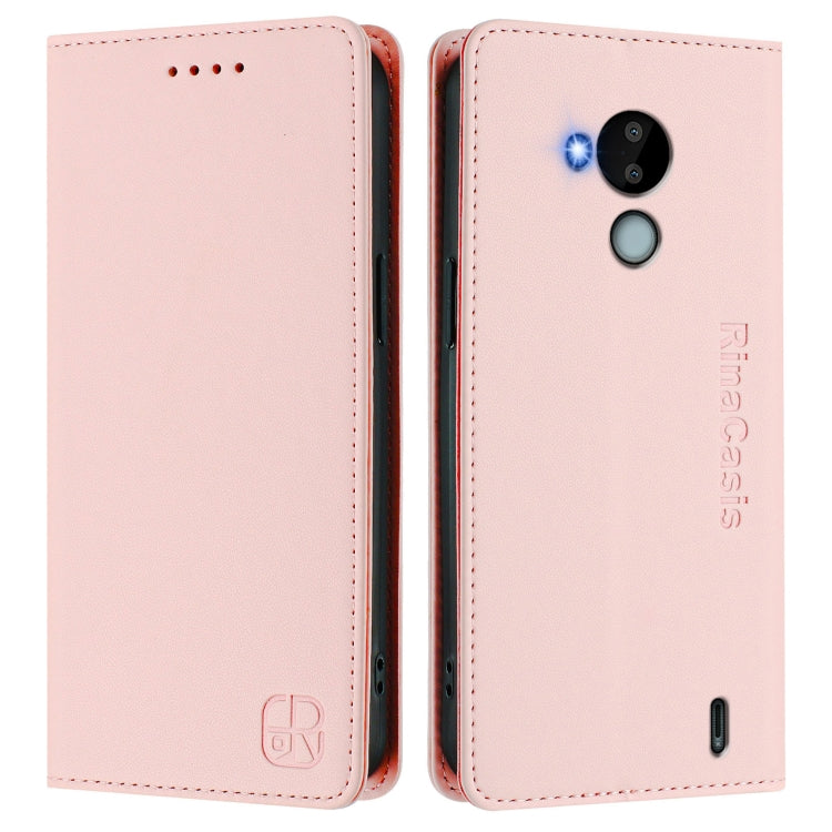 For Nokia C30 RC01 Dual-Folded Magnetic Suction RFID Leather Phone Case