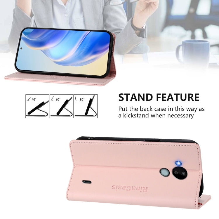 For Nokia C30 RC01 Dual-Folded Magnetic Suction RFID Leather Phone Case