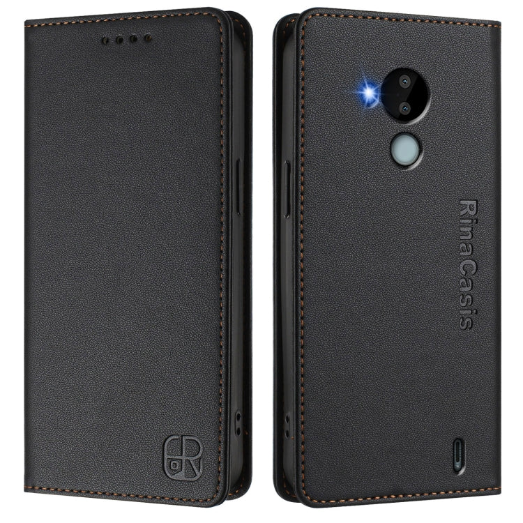 For Nokia C30 RC01 Dual-Folded Magnetic Suction RFID Leather Phone Case