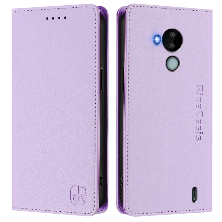 For Nokia C30 RC01 Dual-Folded Magnetic Suction RFID Leather Phone Case