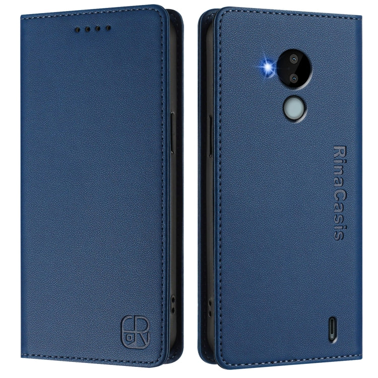 For Nokia C30 RC01 Dual-Folded Magnetic Suction RFID Leather Phone Case