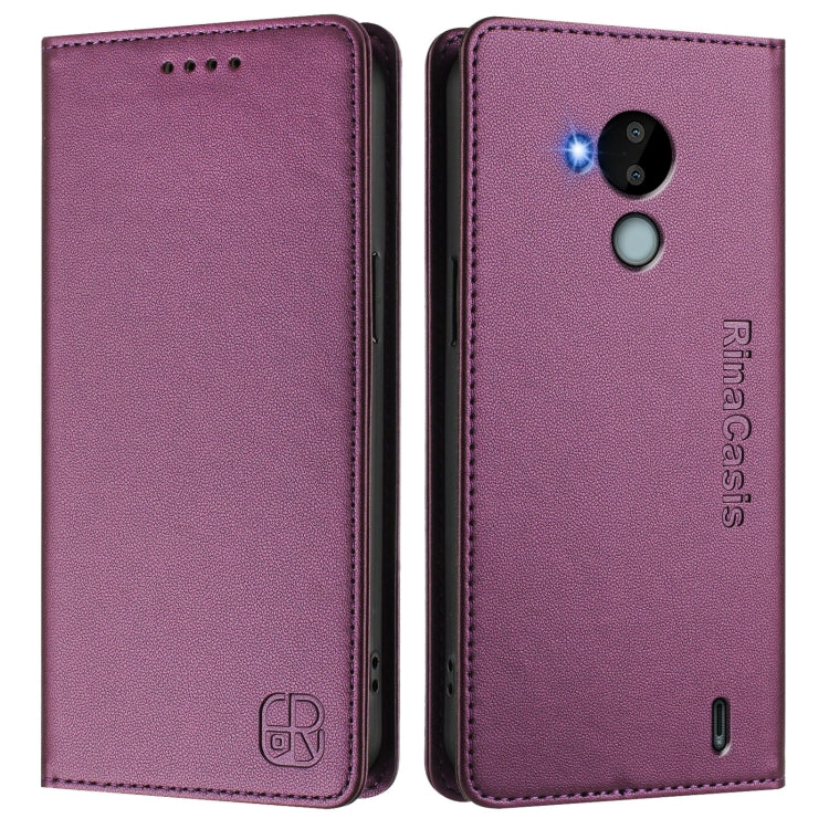 For Nokia C30 RC01 Dual-Folded Magnetic Suction RFID Leather Phone Case