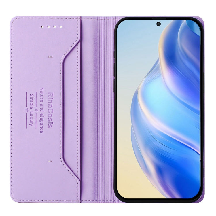 For Nokia C32 RC01 Dual-Folded Magnetic Suction RFID Leather Phone Case