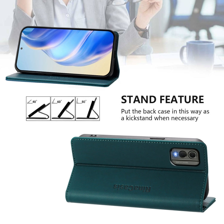 For Nokia C32 RC01 Dual-Folded Magnetic Suction RFID Leather Phone Case
