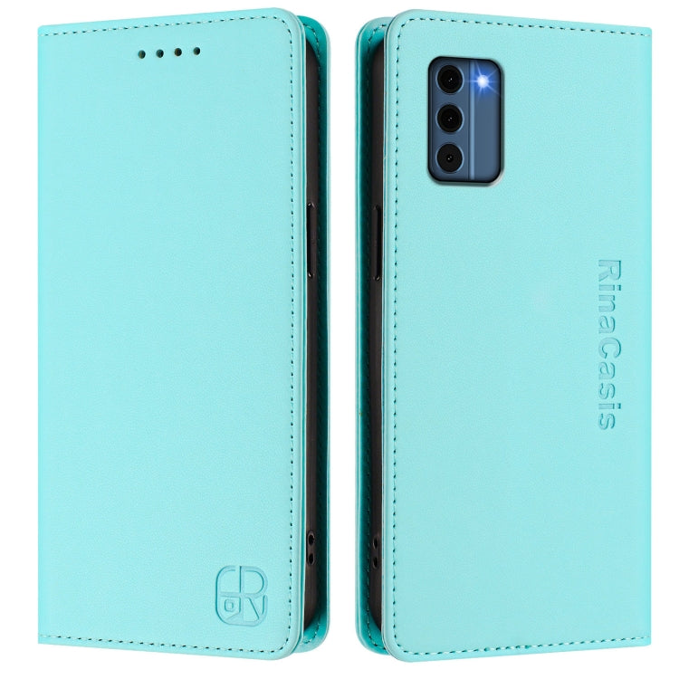 For Nokia C300 RC01 Dual-Folded Magnetic Suction RFID Leather Phone Case