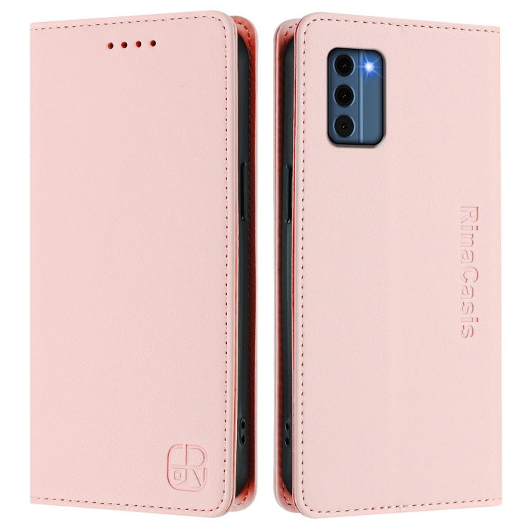 For Nokia C300 RC01 Dual-Folded Magnetic Suction RFID Leather Phone Case