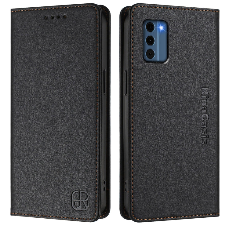 For Nokia C300 RC01 Dual-Folded Magnetic Suction RFID Leather Phone Case