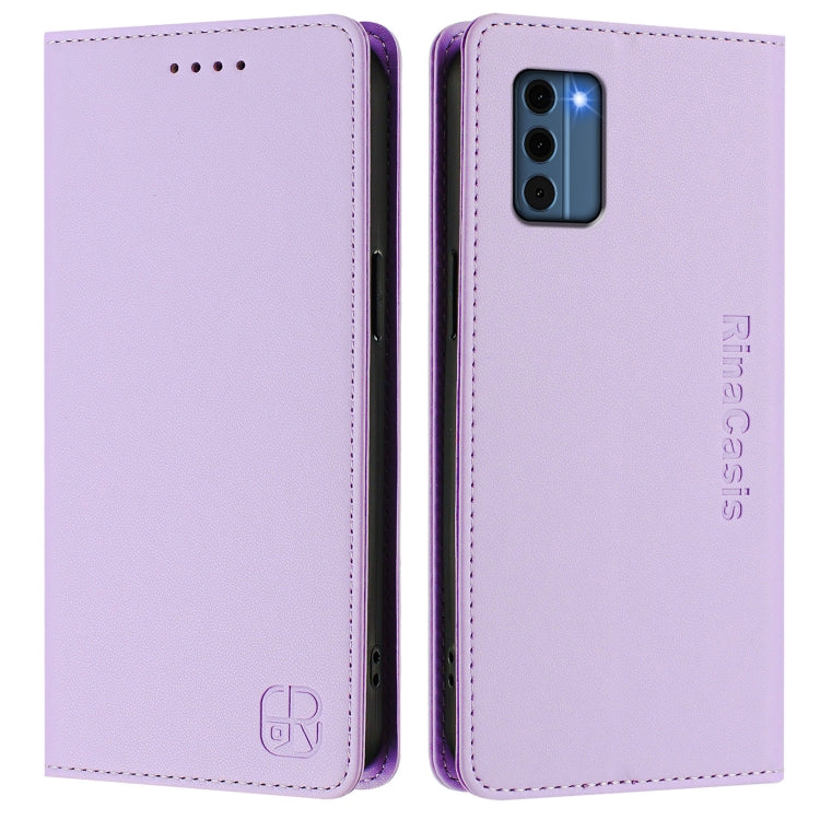For Nokia C300 RC01 Dual-Folded Magnetic Suction RFID Leather Phone Case