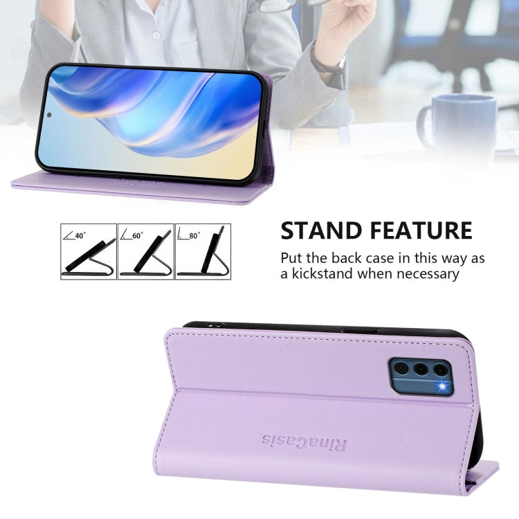 For Nokia C300 RC01 Dual-Folded Magnetic Suction RFID Leather Phone Case