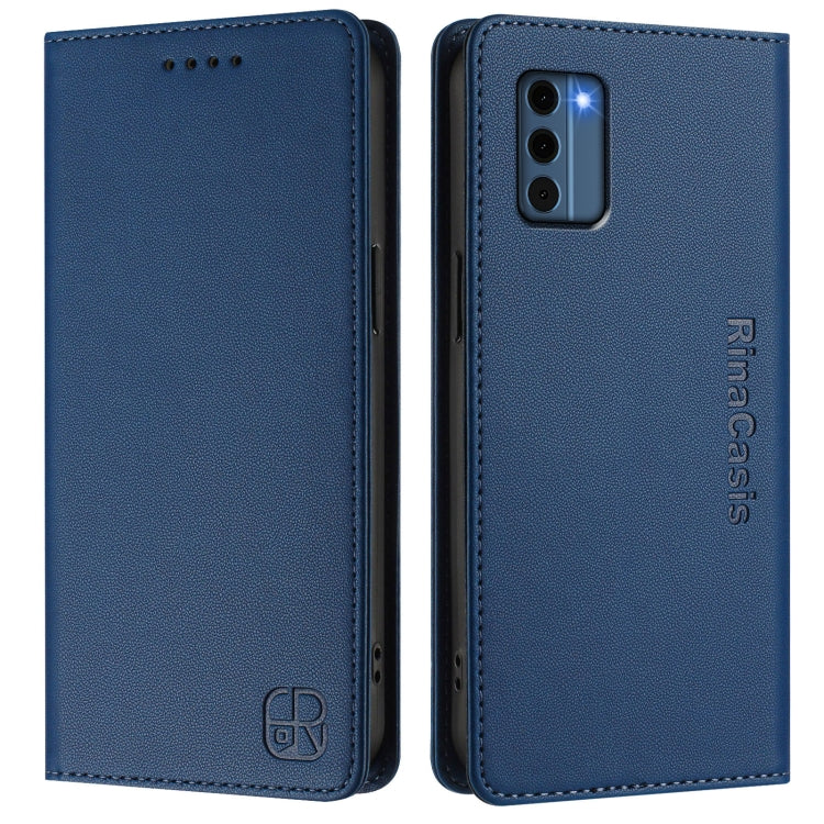 For Nokia C300 RC01 Dual-Folded Magnetic Suction RFID Leather Phone Case