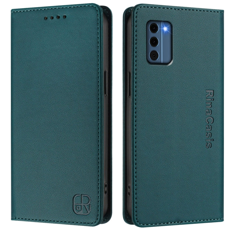 For Nokia C300 RC01 Dual-Folded Magnetic Suction RFID Leather Phone Case