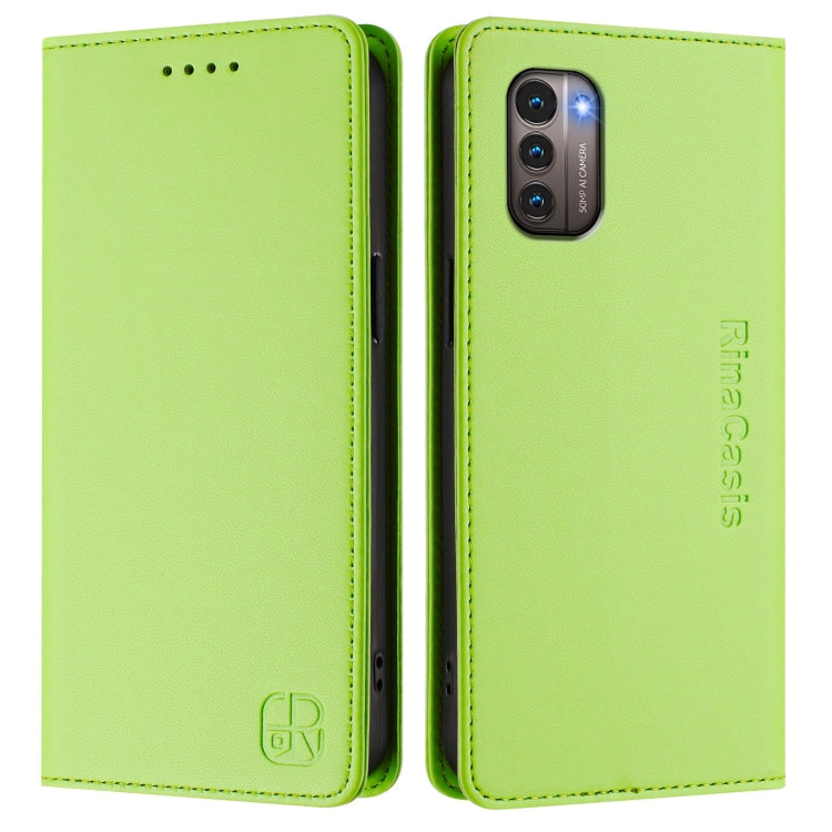 For Nokia G11 / G21 RC01 Dual-Folded Magnetic Suction RFID Leather Phone Case