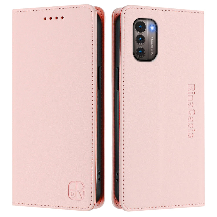 For Nokia G11 / G21 RC01 Dual-Folded Magnetic Suction RFID Leather Phone Case